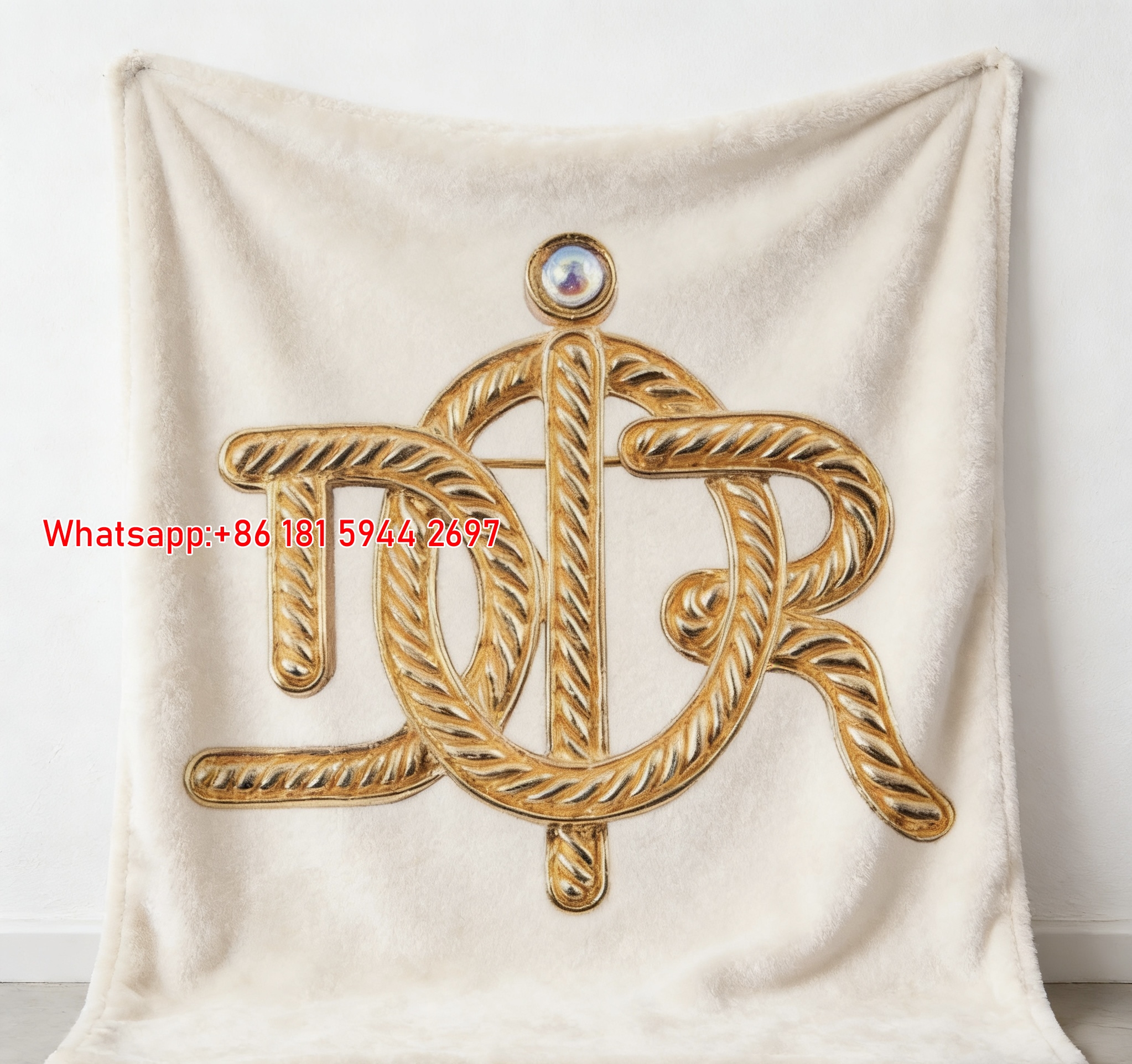 Gold Rope Dior Flannel Sofa Throw Blanket D003